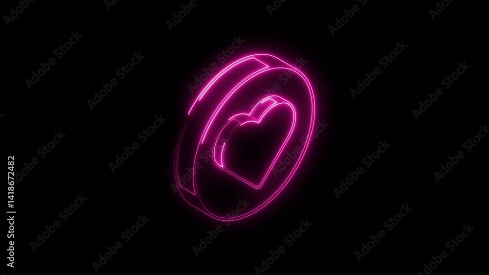 Glowing neon love heart icon 4k isolated on black background. HD Video motion graphic animation Glowing neon love heart icon 4k isolated on black background. HD Video motion graphic animation