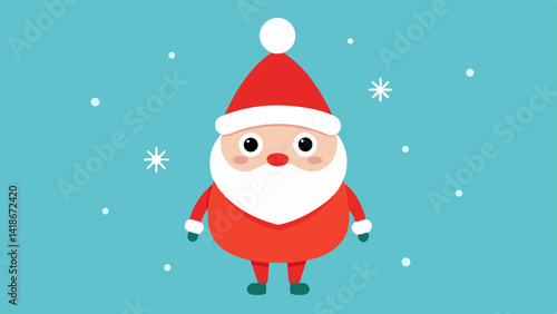 Cute Santa Claus Cartoon Background with Snowflakes and Gifts