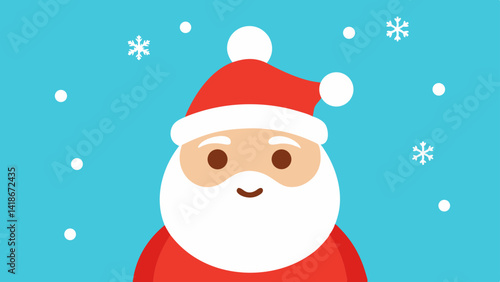 Cute Santa Claus Cartoon Background with Snowflakes