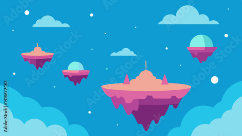 Dreamy Sky with Floating Islands Fantasy Background