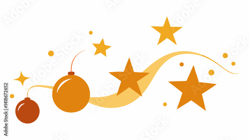 Elegant Stars and Baubles on White Christmas Background