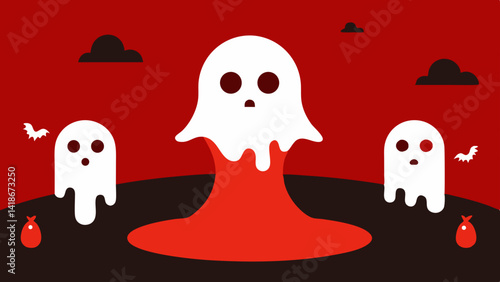 Spooky Pumpkin Face Glowing in Dark for Halloween Scene