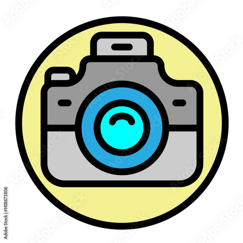 DSLR Camera Vector Filled Icon Design