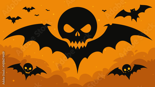Grunge Halloween Background with Vintage Bats Design