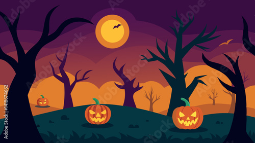 Pumpkin Patch Halloween Background with Spooky Vibe