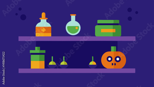 Halloween Potion Shelf Vector Background