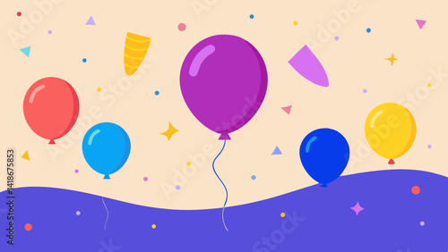Colorful Birthday Party with Balloons and Gifts