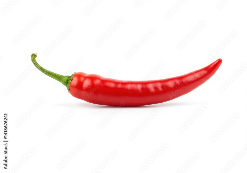 Single red chili pepper isolated on white background Single red chili pepper isolated on white background