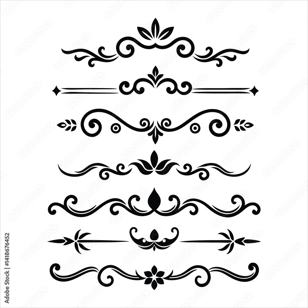 Silhouette Border Ornament Vector Collection. Silhouette Border Ornament Vector Collection.