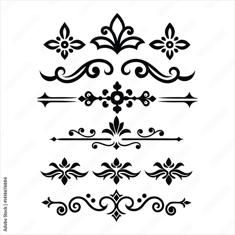 Naklejka premium Silhouette Border Ornament Vector Collection.