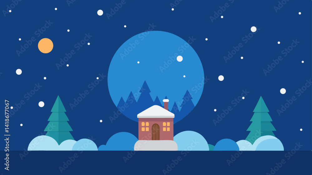 Fototapeta premium Snowfall Magic on Christmas Eve Background Design