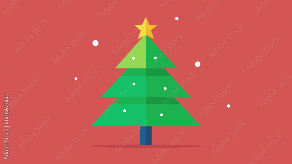 Modern Flat Christmas Tree Design with Minimal Style Modern Flat Christmas Tree Design with Minimal Style