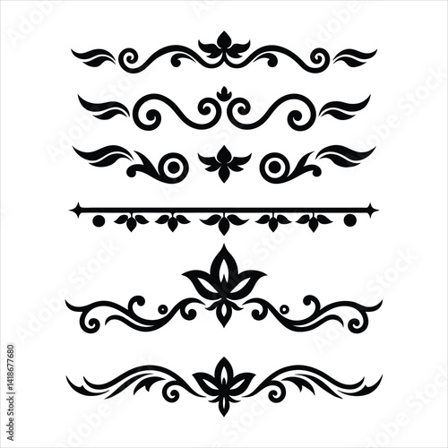 Silhouette Border Ornament Vector Collection.