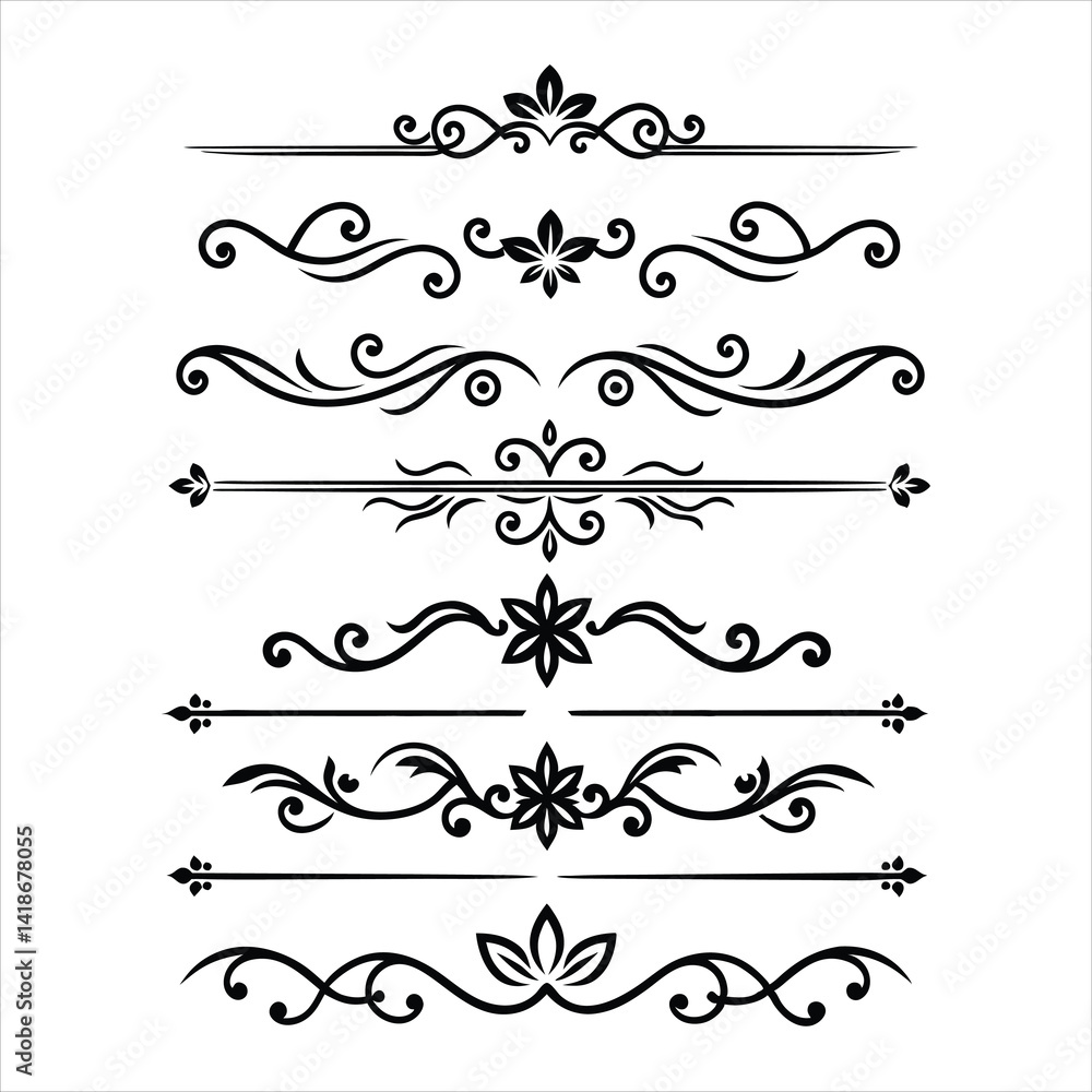 Silhouette Border Ornament Vector Collection. Silhouette Border Ornament Vector Collection.