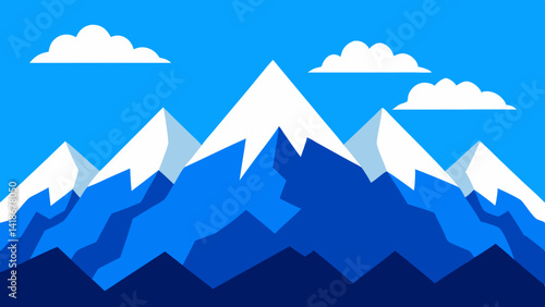 Mountain Range with Blue Sky and Light Clouds