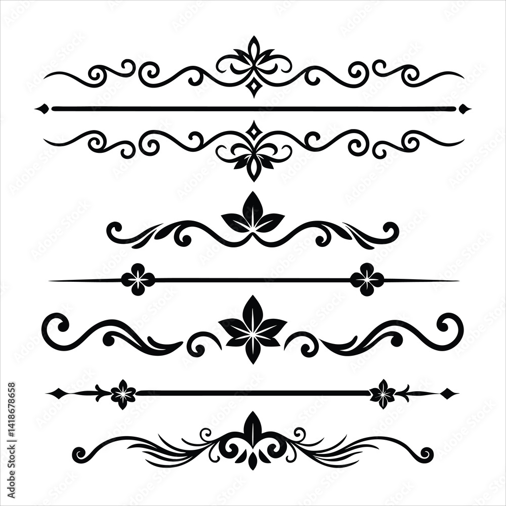 Silhouette Border Ornament Vector Collection. Silhouette Border Ornament Vector Collection.