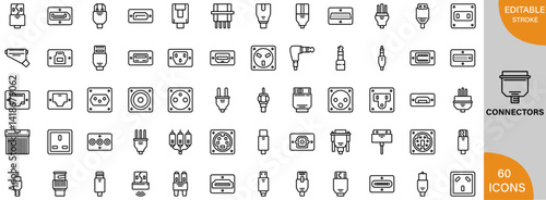 Connectors icon pack | Detailed Outline | Editable Stoke 60 icon | Victor illustrator.