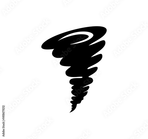 Tornado icon. Hurricane symbol. Black typhoon icon isolated on white background. Vector illustration