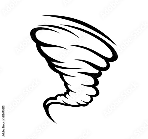 Tornado icon. Hurricane symbol. Black typhoon icon isolated on white background. Vector illustration