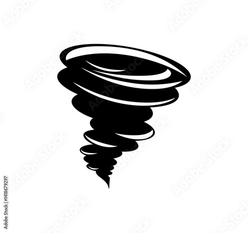 Tornado icon. Hurricane symbol. Black typhoon icon isolated on white background. Vector illustration