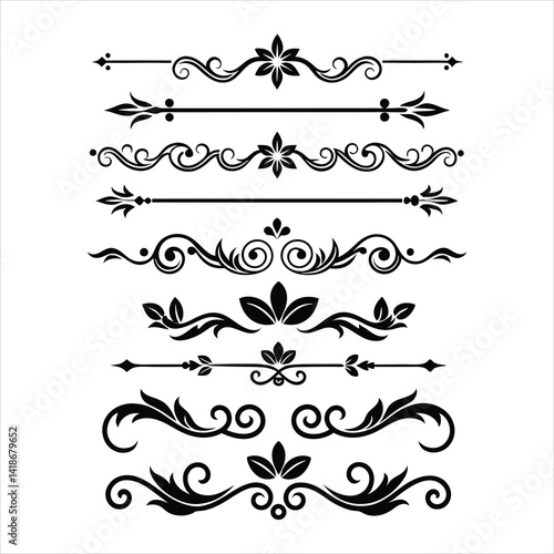 Silhouette Border Ornament Vector Collection.