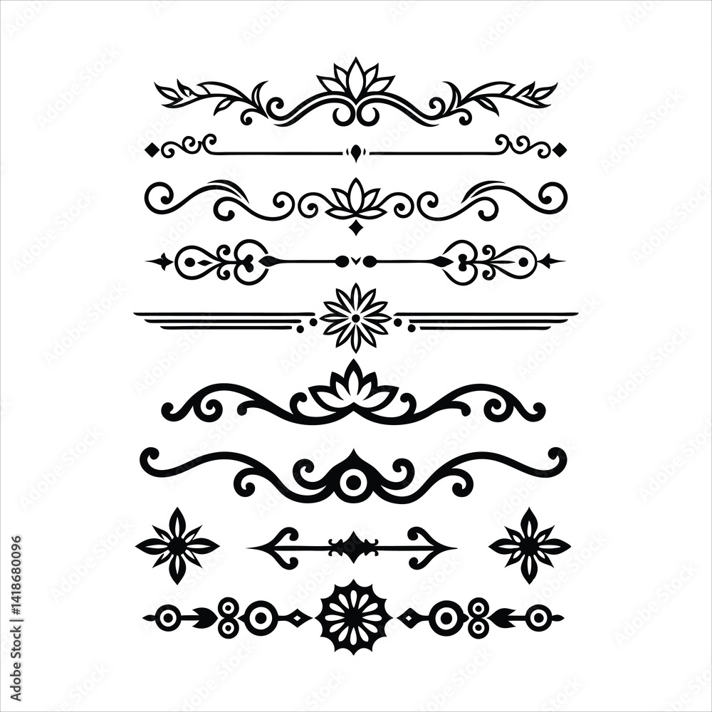 Naklejka premium Silhouette Border Ornament Vector Collection.