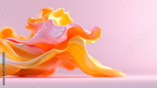 Abstract fluid forms in pastel orange and pink