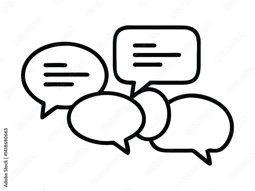 Outline Chat Bubble Icons Collection in Black and White. chat, bubble, icon, speech, outline, message, talk, comment, dialogue, communication Outline Chat Bubble Icons Collection in Black and White. chat, bubble, icon, speech, outline, message, talk, comment, dialogue, communication