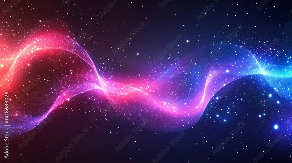 Fototapeta premium Vibrant Abstract Nebula with Glowing Particles and Dynamic Energy Waves