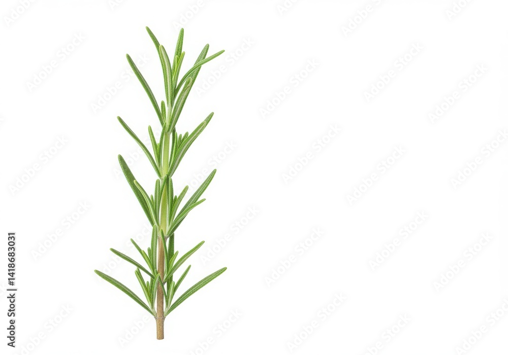 Rosemary sprig close up studio shot on white background Rosemary sprig close up studio shot on white background