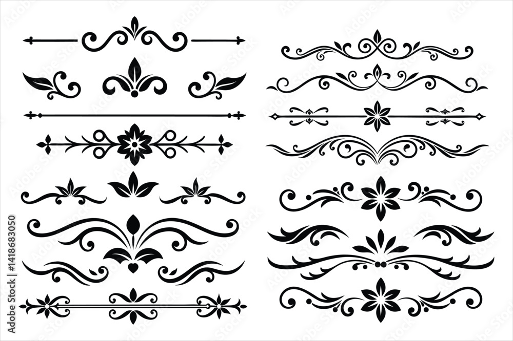 Silhouette Border Ornament Vector Collection. Silhouette Border Ornament Vector Collection.