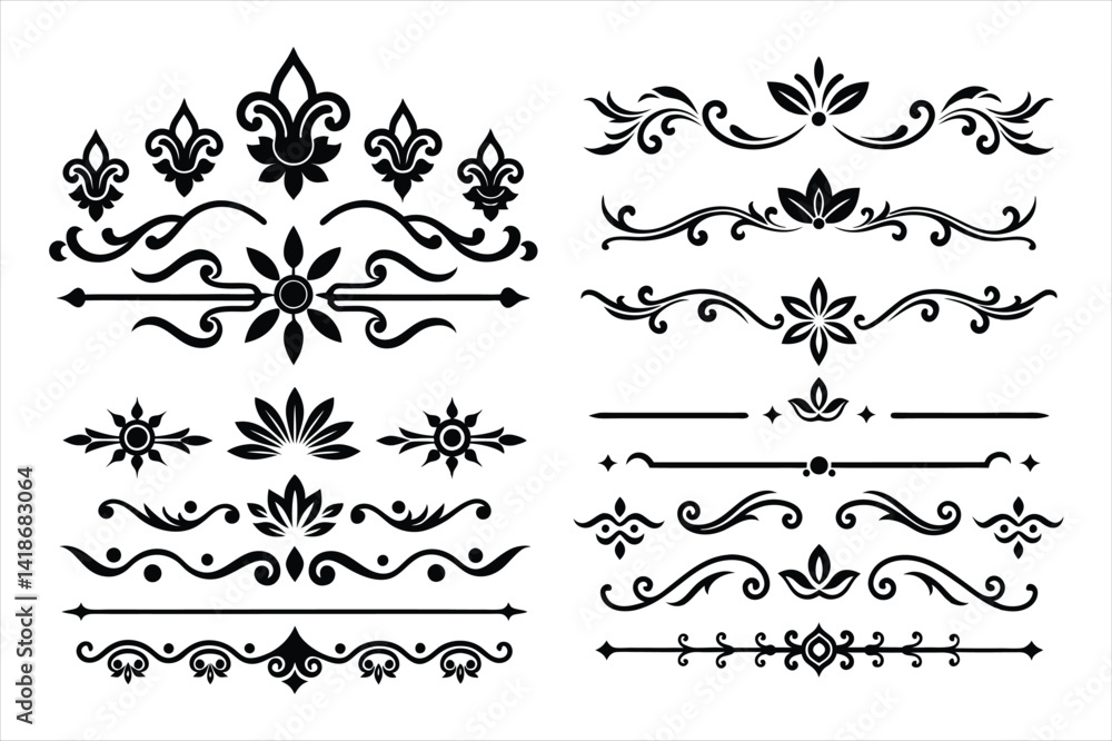 Silhouette Border Ornament Vector Collection. Silhouette Border Ornament Vector Collection.