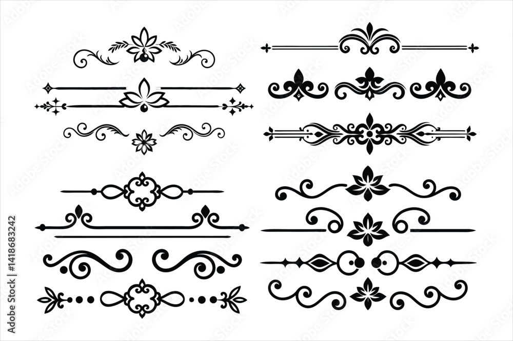 Silhouette Border Ornament Vector Collection. Silhouette Border Ornament Vector Collection.
