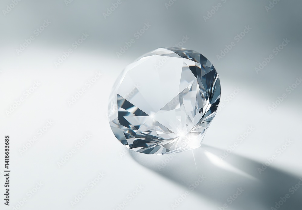 Sparkling Clear Diamond with Reflections on Smooth Surface Sparkling Clear Diamond with Reflections on Smooth Surface