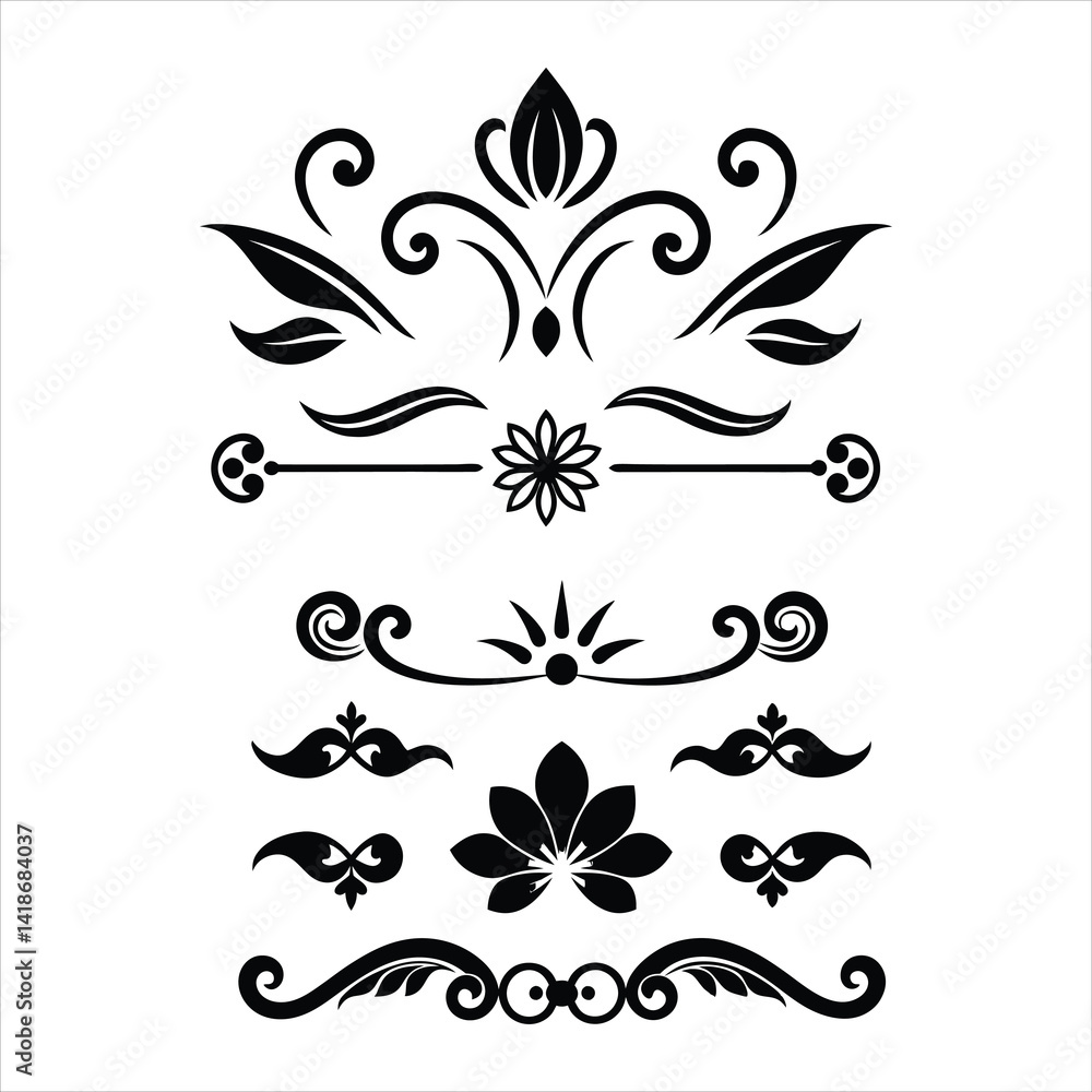 Silhouette Border Ornament Vector Collection. Silhouette Border Ornament Vector Collection.