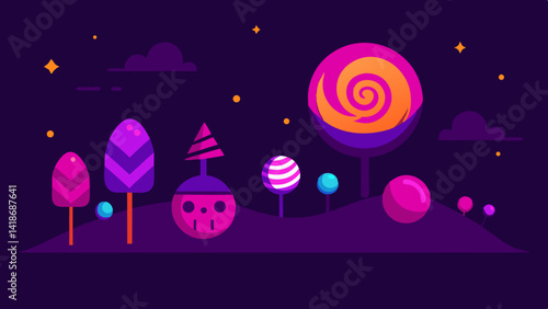 Neon Halloween Candy Background for Spooky Night
