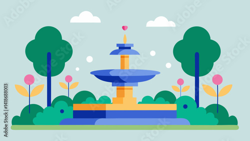 Scenic Fountain Area in a Peaceful Green Park