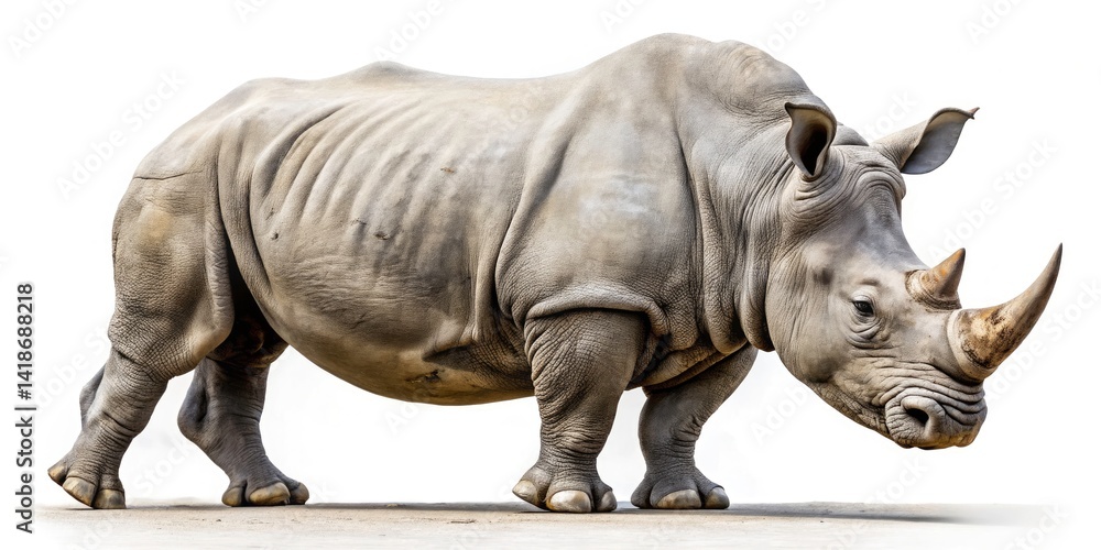 Obraz premium Majestic Rhino Close-Up: Aerial Photography of African Wildlife Stock Photo