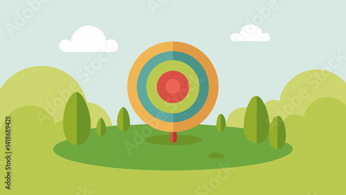 Round Spinning Play Toy Surrounded by Grass and Bushes