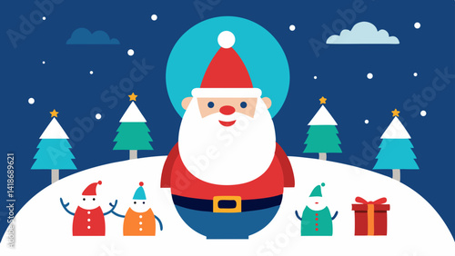 Santa Bringing Joy to Snowy Village Streets