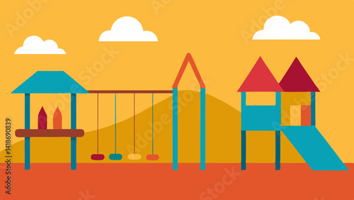 Play Area with Slide and Swing for Kids
