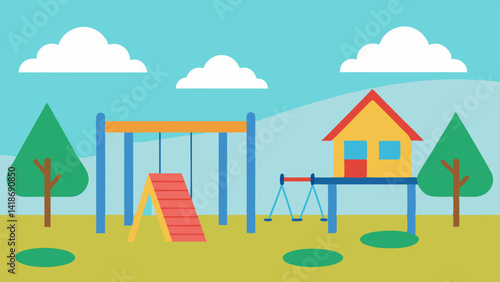 Open School Playground with Play Equipment