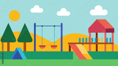 Playground with Slides and Swing Sets