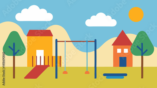 Outdoor School Playground with Swings
