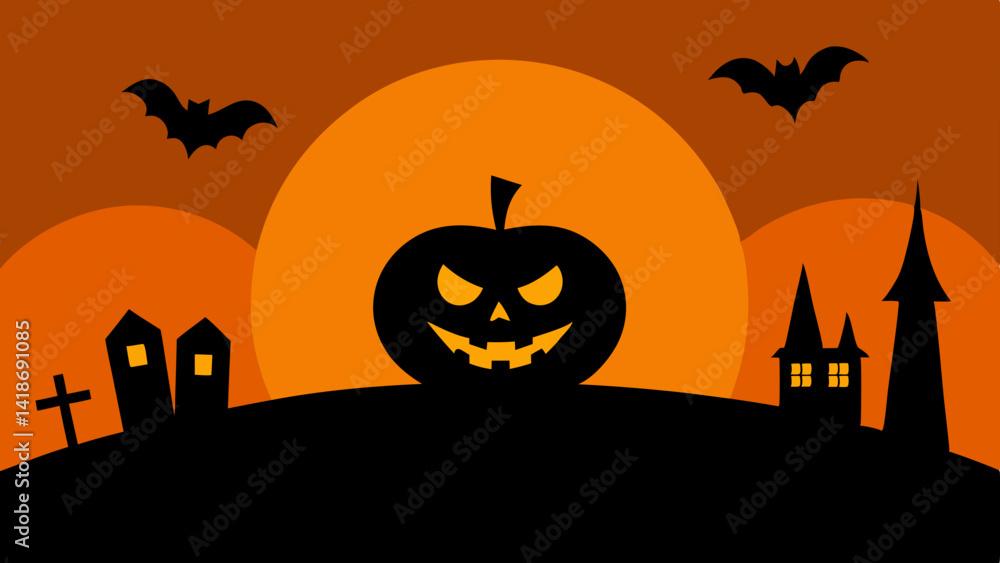 halloween background with pumpkin and bats halloween background with pumpkin and bats