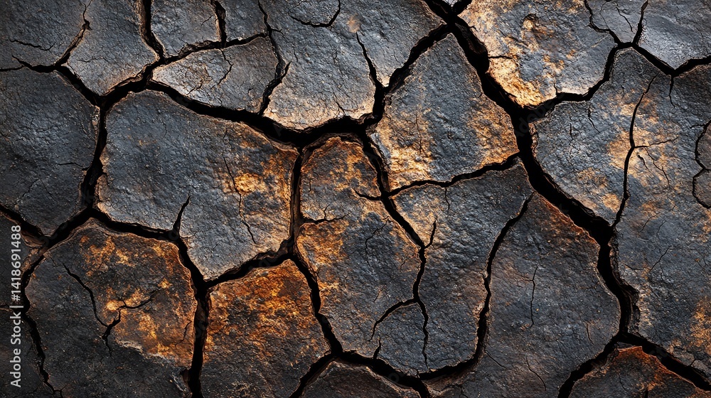 A parched riverbed displays deep cracks from relentless heat, capturing the stark beauty of nature's resilience and climate change's impact. A parched riverbed displays deep cracks from relentless heat, capturing the stark beauty of nature's resilience and climate change's impact.