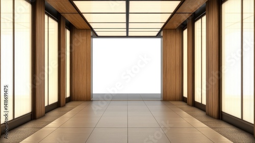 Wallpaper Mural Modern japanese-inspired hallway leading to an open space. Torontodigital.ca