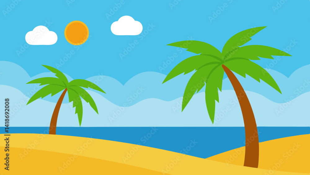 Fototapeta premium tropical beach with palm trees