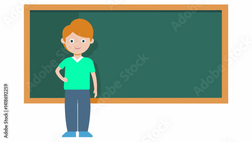teacher with blackboard