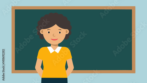 teacher in front of blackboard